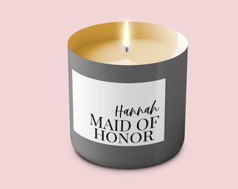 Etichetta per candela grande con nome personalizzato per damigella d'onore / Regalo per candela per festa nuziale / Etichetta per candela per damigella d'onore, damigella d'onore, sposa / CANDELA NON INCLUSA