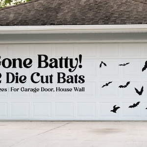 Bestickt gegangen | Die Cut Matt Schwarz Vinyl Aufkleber Fledermäuse für Garagentor, Wand, Fenster und mehr! | Halloween Garagentor Dekorationen