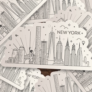 New York City Skyline Sticker | NYC Skyline Die-Cut Window, Skateboard, Car, Wall Decal, Laptop Vinyl Sticker - 3", 5" or 7"