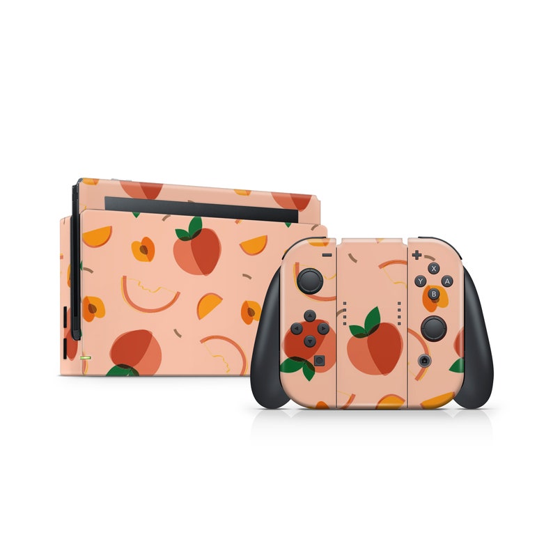 Nintendo Switch Skin // Memphis Peaches Handgezeichneter Aufkleber für Joy-Con Gaming Controller Konsole & Dock // Hochwertiges 3M Vinyl Bild 2