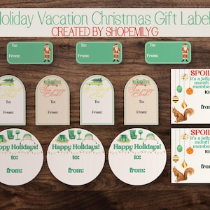 Holiday Vacation Christmas Holiday Gift Labels | To From Holiday Labels Stickers | Xmas Present Decals | Personalized Gift Label Sheet