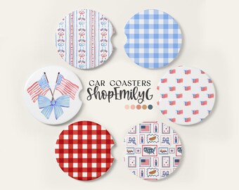Spring Chinoiserie Vintage Floral Toile Car Coasters Accessories Set