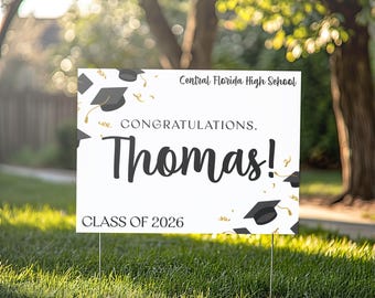 Confetti Celebration Personalized Senior Graduation Yard Sign | Class of 2026 Party Decor