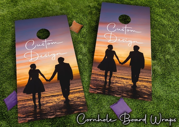 Design Your Own Custom Cornhole Boards Set of 2 Decals | High Quality Wraps for Cornhole | Matte or Glitter! | Summer Party, Tailgate Games