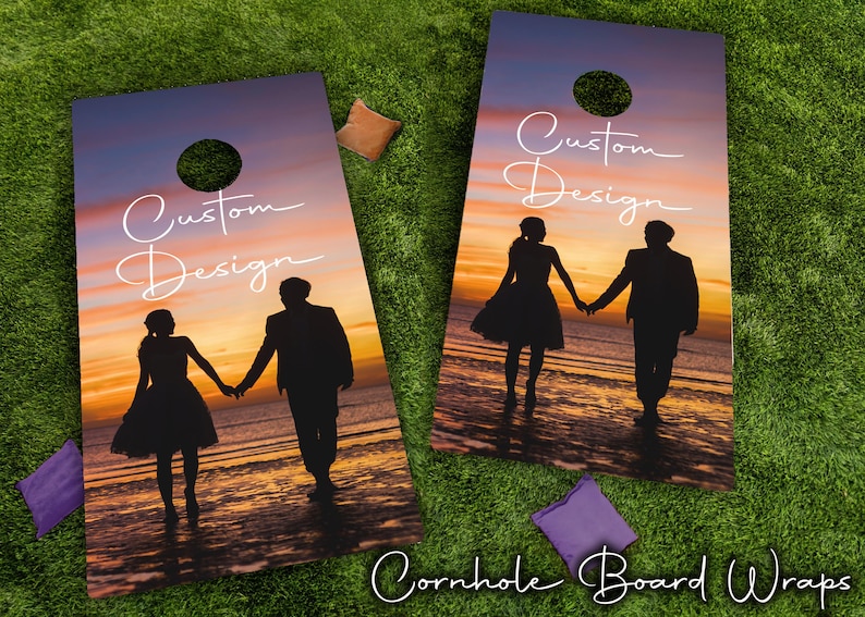 Design Your Own Custom Cornhole Boards Set of 2 Decals | High Quality Wraps for Cornhole | Matte or Glitter! | Summer Party, Tailgate Games image 1