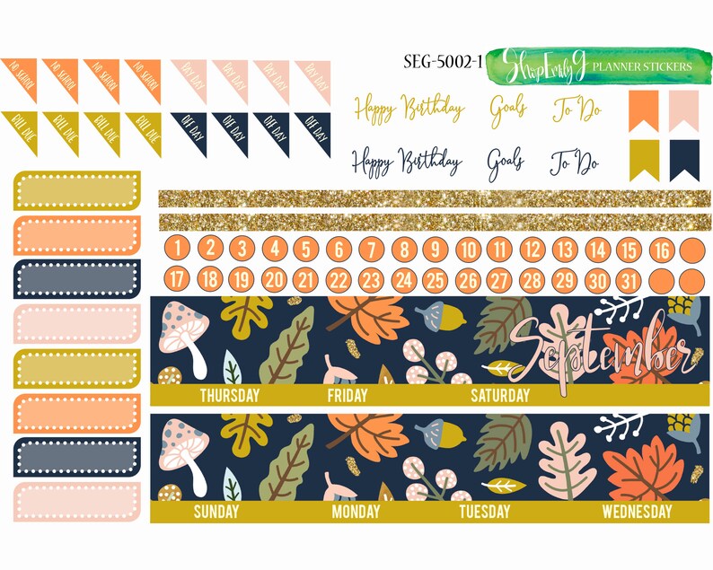 September Monthly Sticker Set for Erin Condren Vertical | Etsy