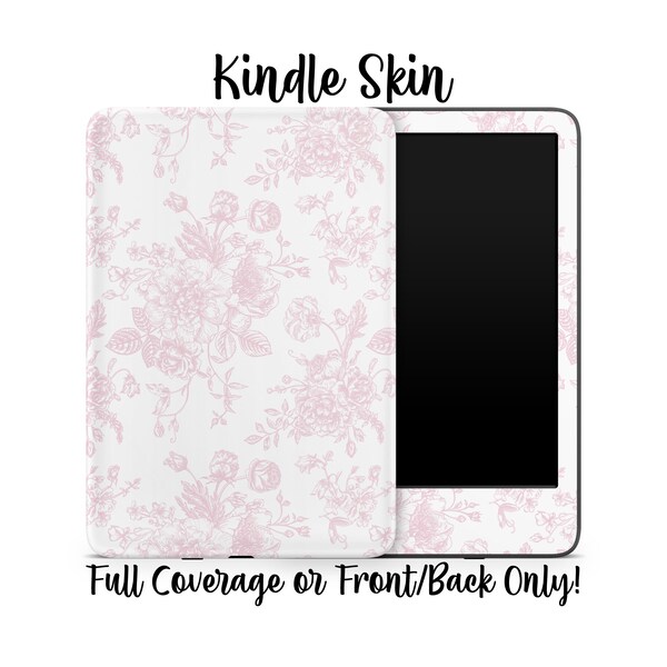 Pink Vintage Floral Decals Sticker Skin | Vinyl Wrap For Kindle Basic, Paperwhite, Oasis, eReader | Book Lover Gift | As seen on Booktok