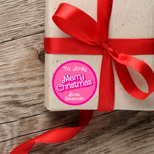 Christmas Hot Pink Girl Gift Labels | Christmas Gift Tags | To From Christmas Stickers | Xmas Present Label | Personalized Gift Label Sheet
