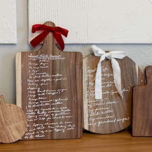 Custom Printed Recipe Cutting Board Gift keepsake | Original Handwritten Personalized Recipe Printed Cutting Board | Family Heirloom Gift