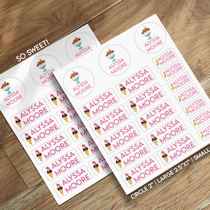 So Sweet Ice Cream School Labels | School Supplies Labels | Back to School Labels with Child&#39;s Name | Labels for School, Daycare, Personal