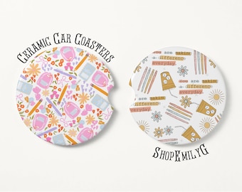 Teacher Education Appreciation Gift Trendy Car Coasters Accessories Set