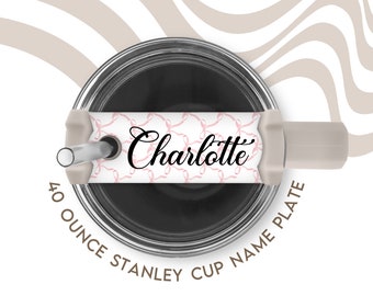 Pink Antique Coquette Bow Tumbler Cup Name Plate for Stanley Cup | Name Tag for Tumbler Topper with Custom Print | Stanley Cup Accessories