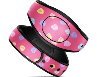 Conversation Hearts Pink Vinyl Decal Skin for Disney MagicBand+ and MagicBand 2.0 | Waterproof Magic Band Sticker Wrap | Valentine's Day