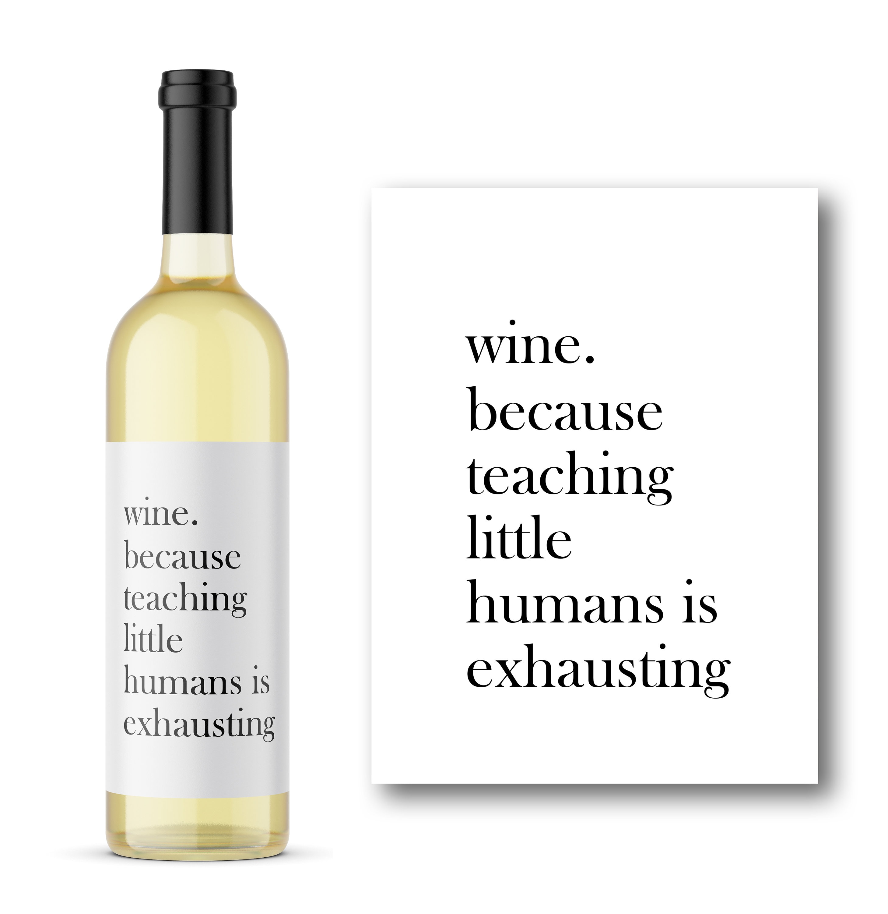 Teacher Wine Bottle Label | Personalized Wine Bottle Label | Custom, High Quality Wine Label for Teacher | Wine, Champagne Tall and Mini