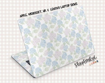 Spring Hydrangea Floral Laptop Computer Decal Skin for MacBook, Surface, Lenovo, and Asus Devices