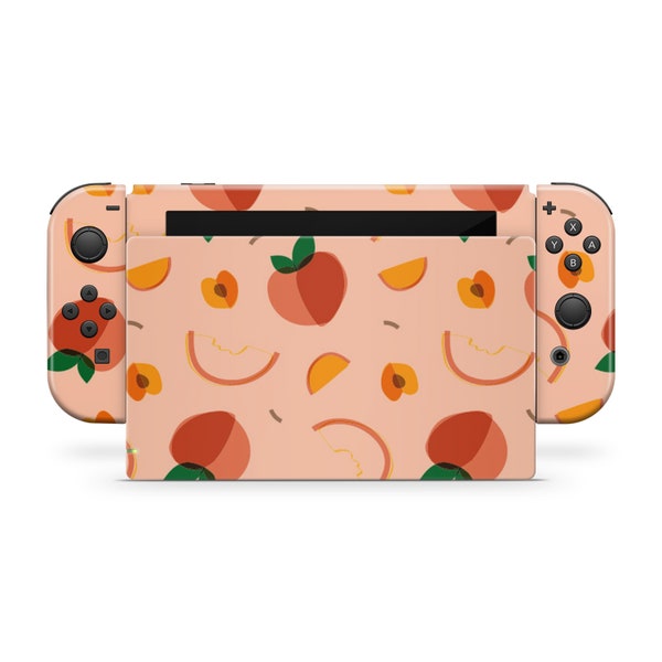 Nintendo Switch Skin // Memphis Peaches HandDrawn Decal  for Joy-Con Gaming Controller Console & Dock // High Quality 3M Vinyl Full Coverage