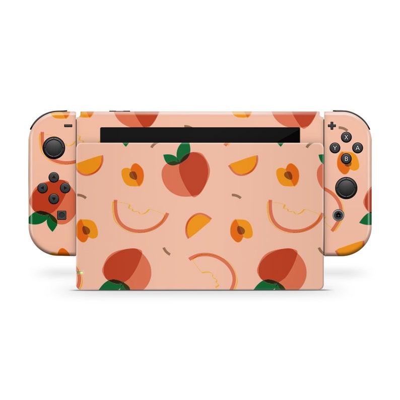 Nintendo Switch Skin // Memphis Peaches Handgezeichneter Aufkleber für Joy-Con Gaming Controller Konsole & Dock // Hochwertiges 3M Vinyl Bild 1