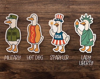 Patriotic USA Silly Goose Themed Sticker for Laptop, Car Window, Kindle, Water Bottle