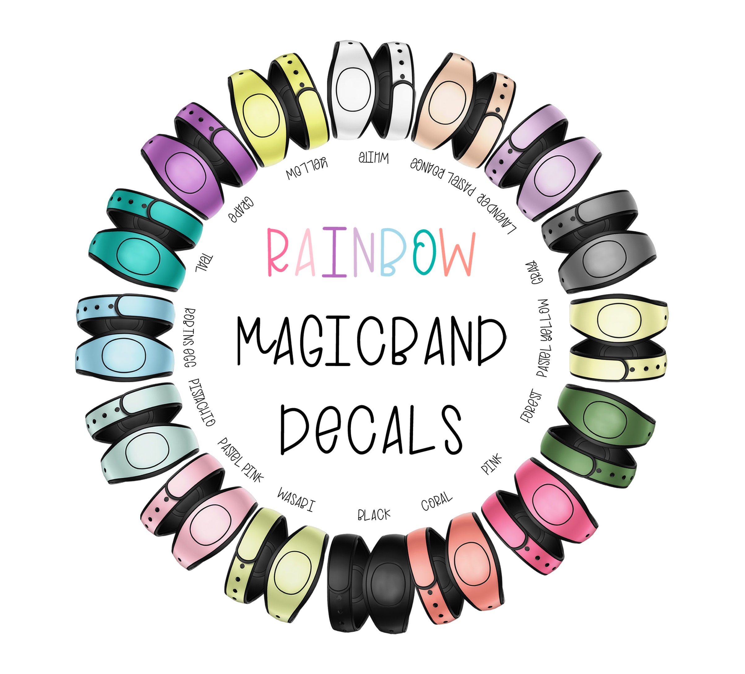 Solid Color Pastel Vinyl Decal Skin for Disney MagicBand+ and MagicBand 2.0 | Waterproof Magic Band Sticker Wrap