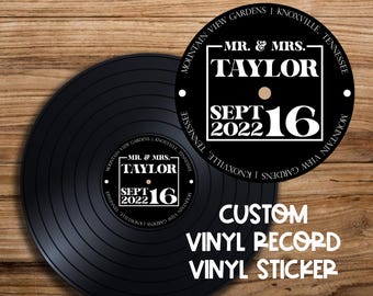 Logo Style Vinyl Sticker Decal for Record Wedding Guestbook Musical Decor