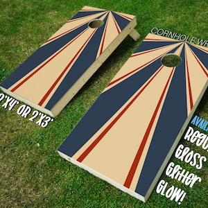 Cornhole Boards Carnival Stripes Set of 2 Decals | Retro Vinyl Wraps for cornhole Board | Matte or Glitter! Summer, Tailgate Games