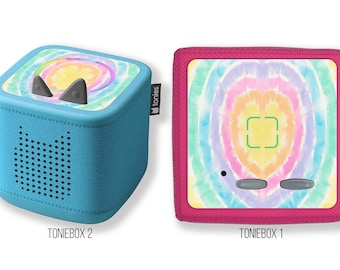 Pastel Rainbow Tie-Dye Toniebox Tonie Decal Sticker Wrap | Toniebox Accessories