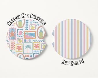 Coastal Beach Driver Gift Trendy Car Coasters Accessories Set