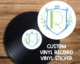 Blue Crest Vinyl Sticker Decal for Record Wedding Guestbook Musical Decor