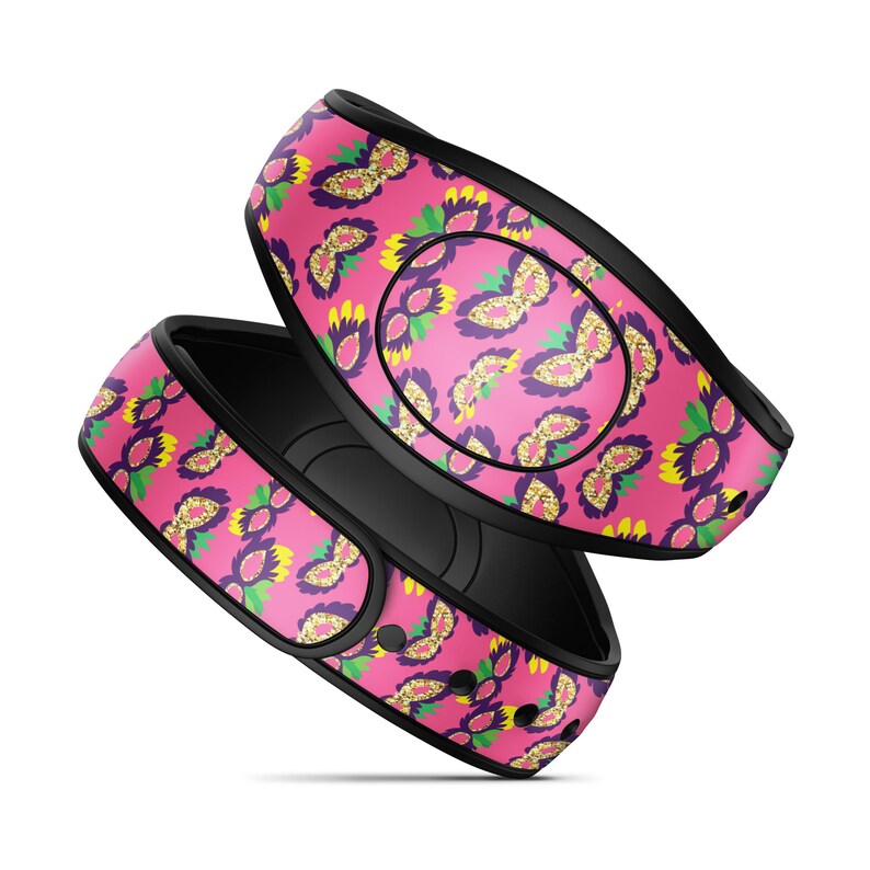 Pink Mardi Gras Vinyl Decal Skin for Disney MagicBand and MagicBand 2.0 Waterproof Magic Band Sticker Wrap image 1