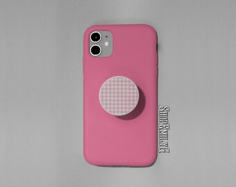 Pink Cream Gingham Plaid Kindle & Phone Grip Decal Sticker | Booktok Accessory