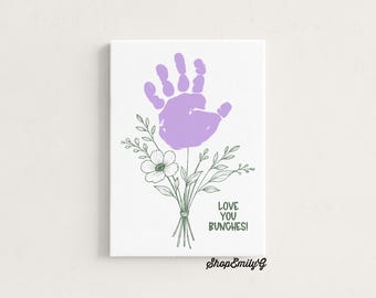 Floral Wildflower Toddler & Kids Handprint Artwork Craft Set with Canvas, Paint, and Paintbrush Kit