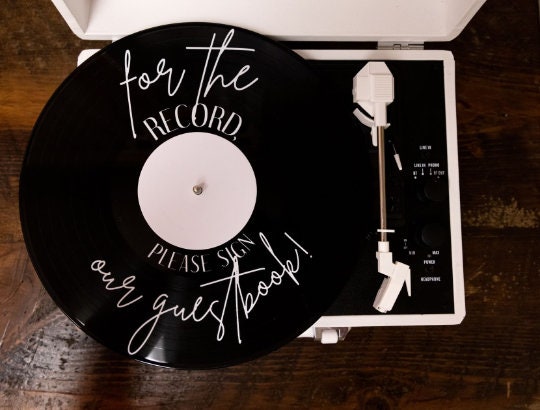 For the Record, Please Sign our Guestbook! Wedding Guestbook Record Sign | Mr. & Mrs. Wedding Record | Custom Printed Record Artwork