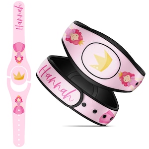 Magic Band Decal | Pink Princess with Name Magic Band 2 Skin | RTS Ready To Ship | Fits Adult & Child Bands | Available in Glitter!