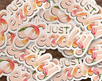 Just Peachy Peach Floral Watercolor Sticker | Cute, Skateboard, Car, Wall Decal, Laptop Vinyl Sticker - 3", 5" or 7"