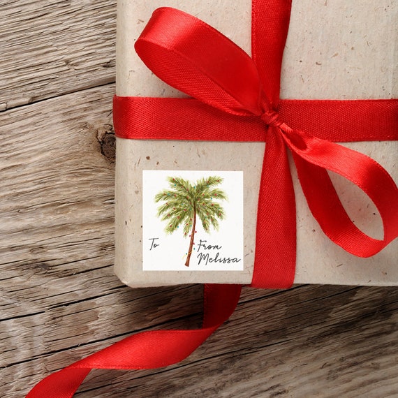 Tropical Palm Tree Christmas Gift Tags to From Labels Etsy