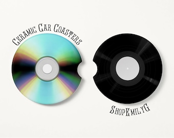 90's CD and Music Record Driver Gift Trendy Car Coasters Accessories Set