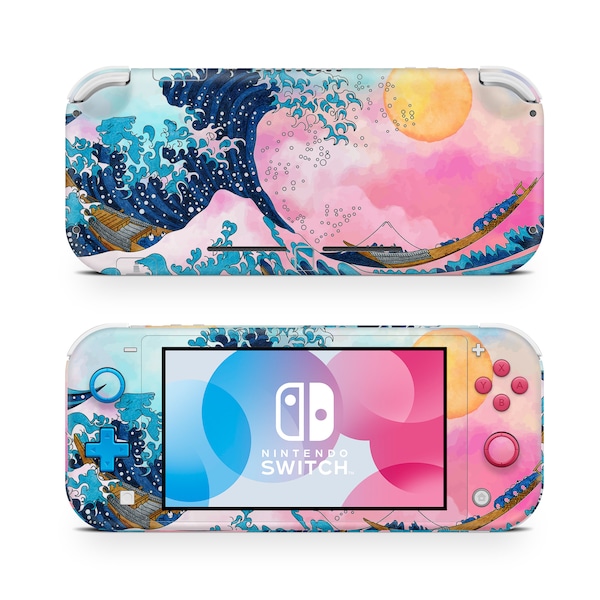 Nintendo Switch Lite Skin // Watercolor Great Wave off Kanagawa Japan // High Quailty 3M Vinyl Full Coverage Wrap