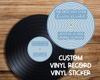 Retro Stripes Personalized Custom Vinyl Sticker Decal for Record Wedding Guestbook Musical Decor
