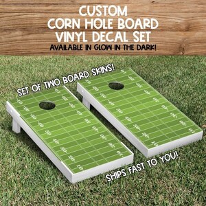 Football Field Cornhole Board Set of 2 | High Quality Wraps for Cornhole Boards | Matte or Glitter! Summer, Tailgate Games