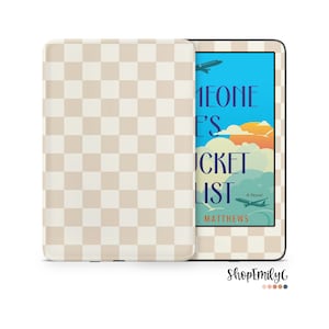 Amazon Fire、Paperwhite、Oasis、Scribe、Kobo、Colorsoft対応のベージュチェック柄Kindleスキンラップ 画像 1