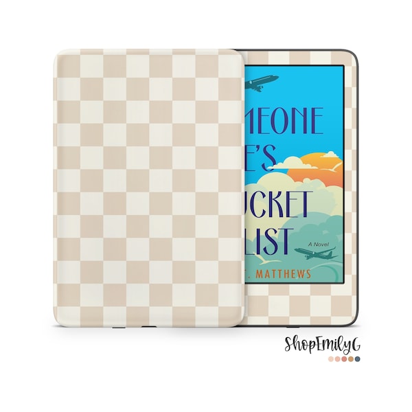 Beige karierte Kindle Hülle für Amazon Fire, Paperwhite, Oasis, Scribe, Kobo, Colorsoft