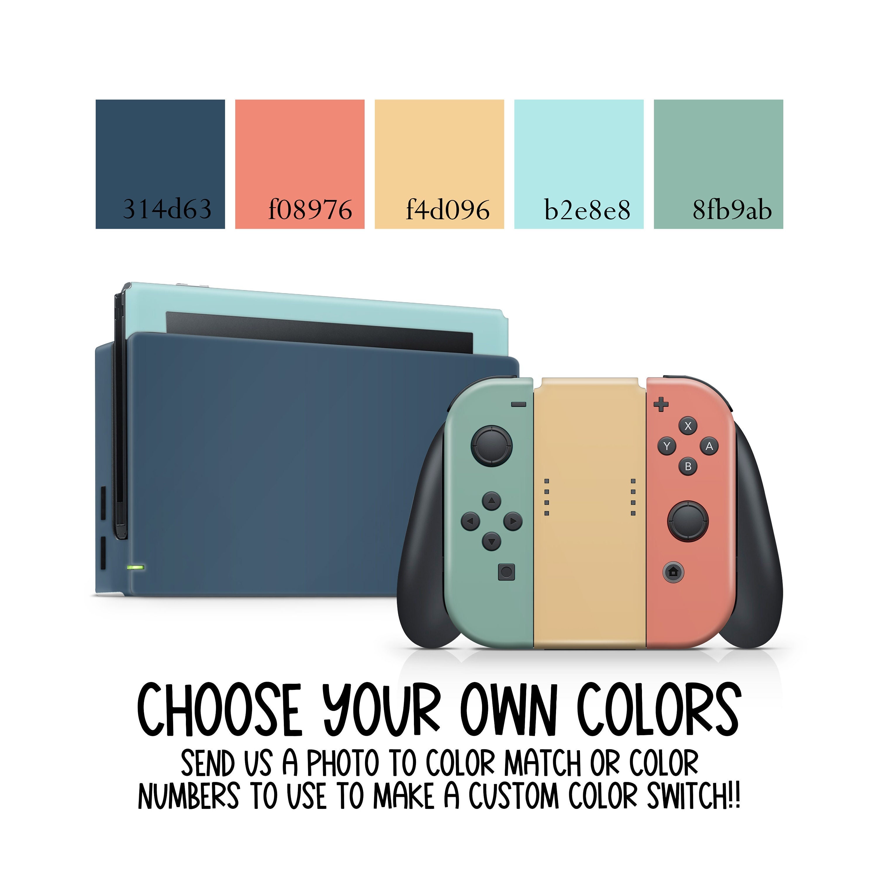 Nintendo Switch カスタムカラー Custom Color Block Nintendo Switch 2, Standard, OLED Skin Decal