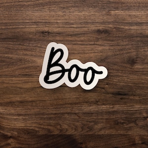 Boo Halloween Handlettered Sticker // Cute Die-Cut Window, Skateboard, Car, Wall, Water Bottle, Laptop Vinyl Sticker