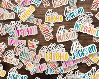 Personalized Teacher Name Sticker | Vinyl Decal for Laptop. Kindle, or Car
