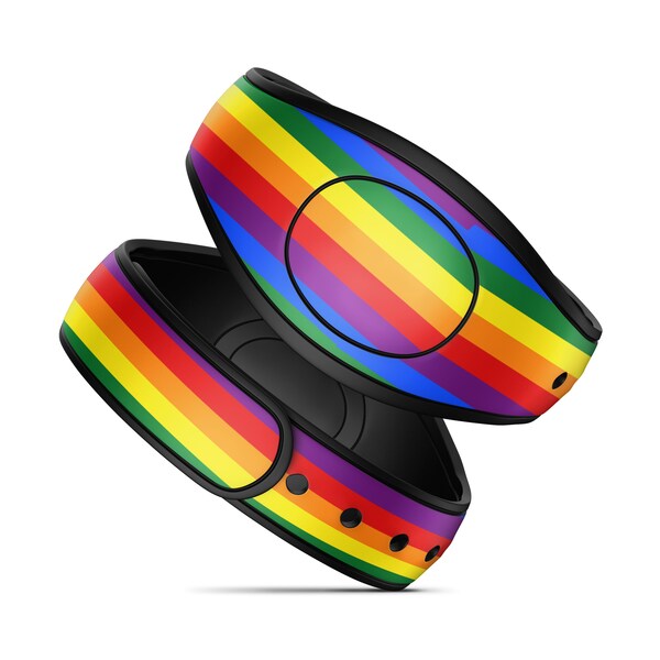 Magic Band Decal // Rainbow Stripes Design // MagicBand 2 Vinyl Skin Wrap // Available in Glitter // Adult & Child MagicBand Decal