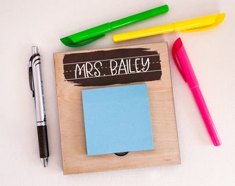 Chalkboard | Teacher Sticky Note Holder | Custom Personalized Note Pad Holder | Teacher Appreciation Gift | Teacher Eraser Gift Set