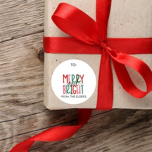 Merry & Bright Christmas Gift Labels | Christmas Gift Tags | To From Christmas Stickers | Xmas Present Label | Personalized Gift Label Sheet