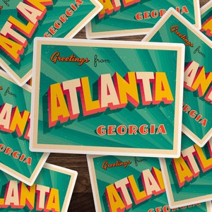 Greetings from ATLANTA! | Welcome to Atlanta, Georgia Die-Cut Window, Skateboard, Car, Wall Decal, Laptop Vinyl Sticker - 3&quot;, 5&quot; or 7&quot;