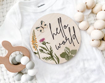 Botanical Florals Baby Girl Month Milestone Wooden Discs | Baby's First Year Milestones | Month Milestone Progression Photo Props