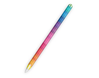 May include: A rainbow colored Apple Pencil with a white tip and a white body.